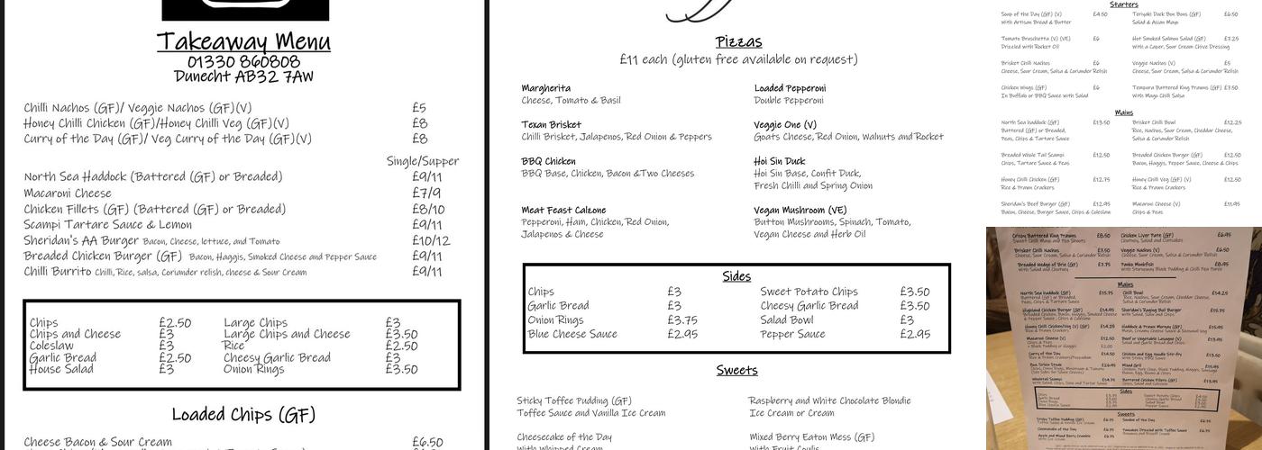 Jaffs Bar and Restaurant Menu