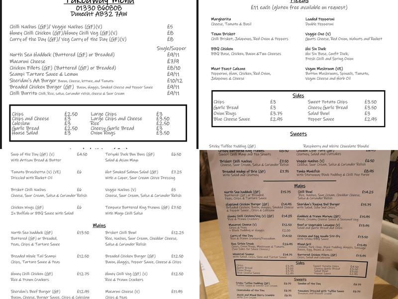 Jaffs Bar and Restaurant Menu