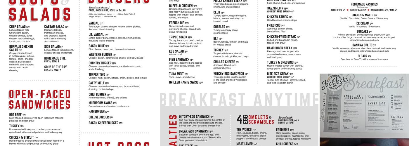 JackJacks Diner Menu