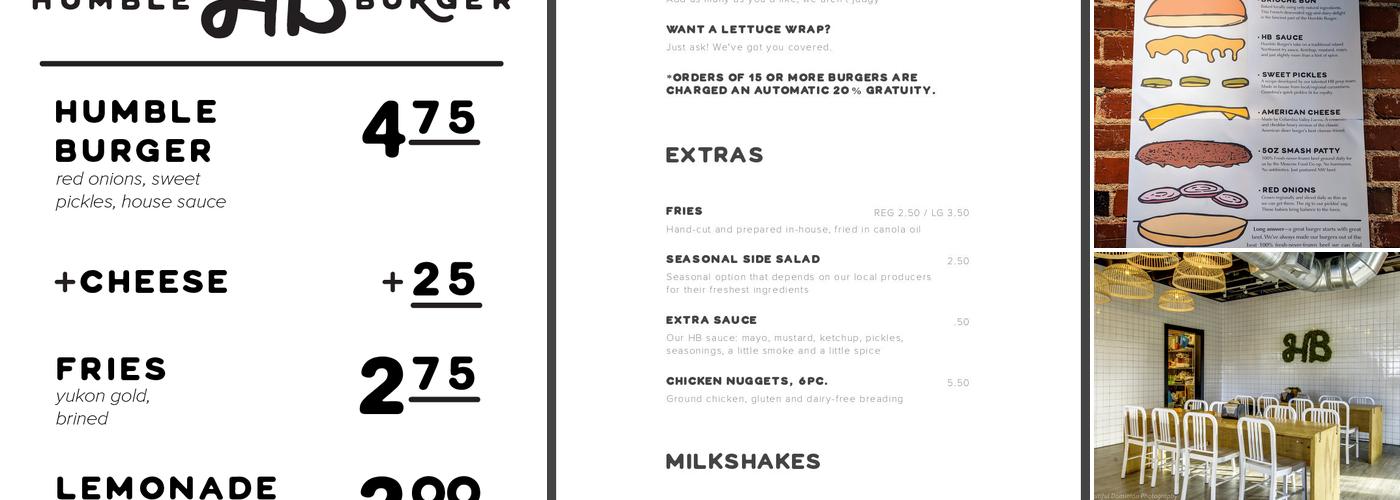 Humble Burger Menu