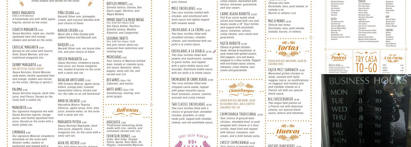 La Casa Lopez Menu