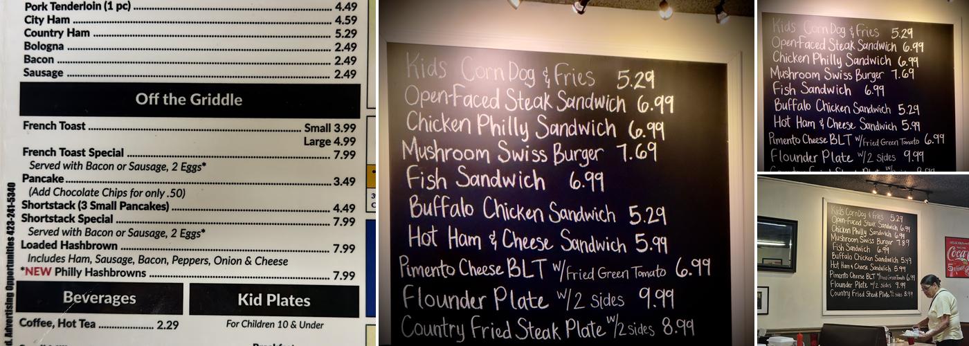 Cameron's Menu