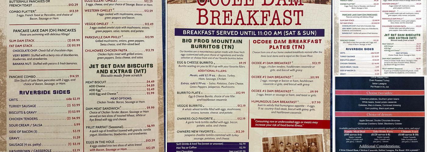 Ocoee Dam Deli & Diner Menu
