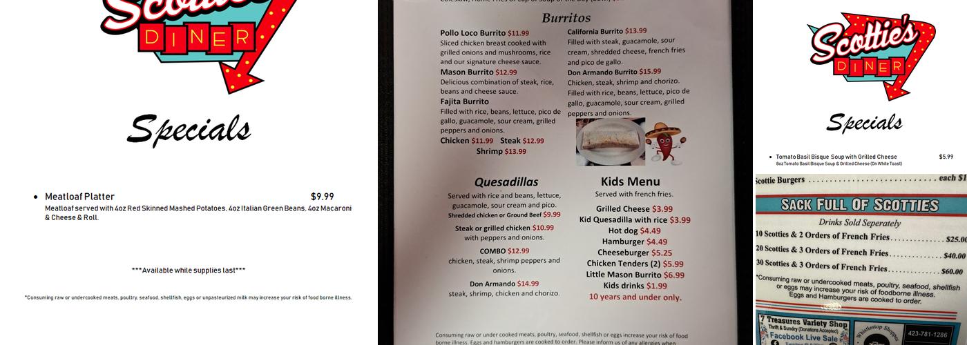 Scottie's Diner Etowah TN Menu