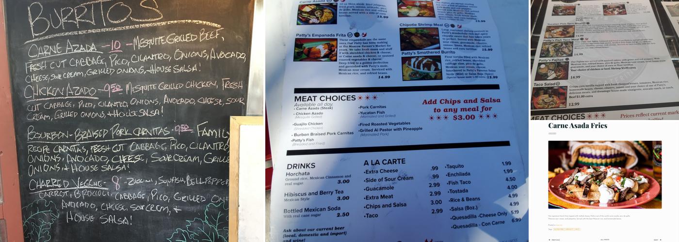 Patty's Mexican Kitchen & Catering Menu