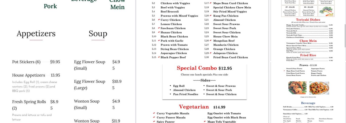 Minh's Restaurant Menu