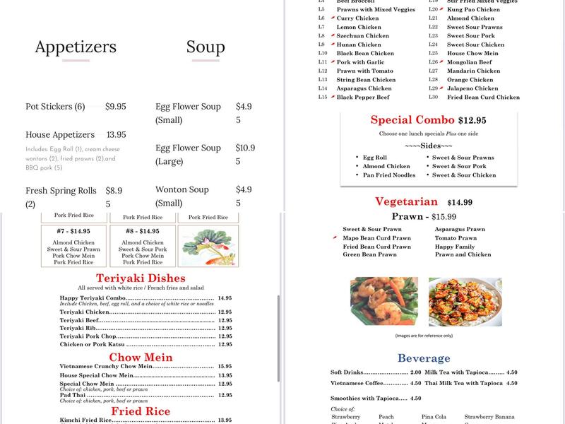 Minh's Restaurant Menu