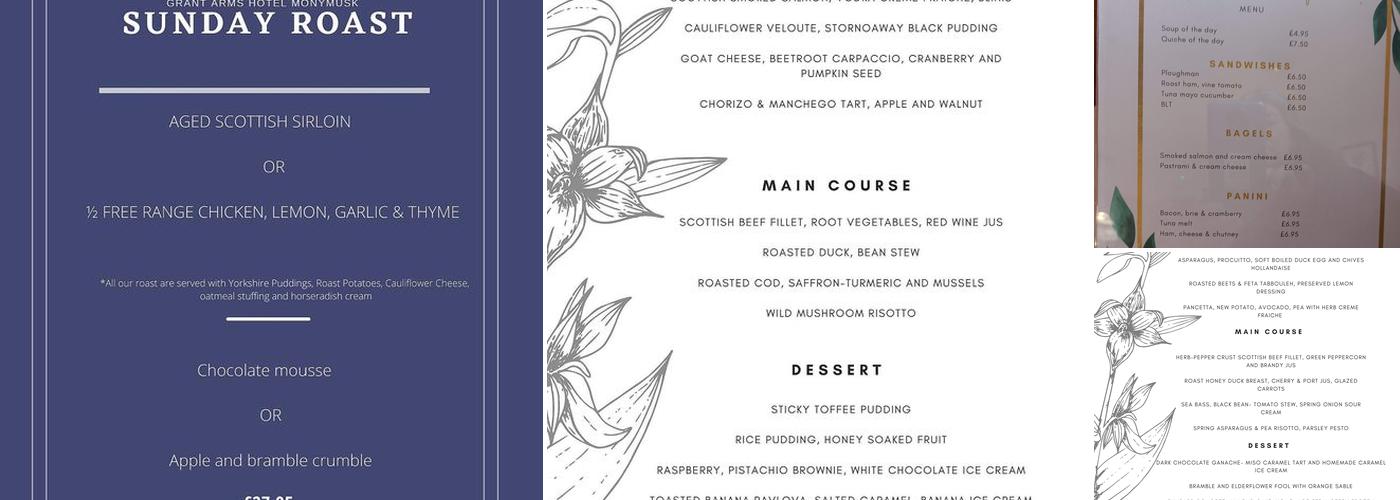 Grant Arms Hotel Menu