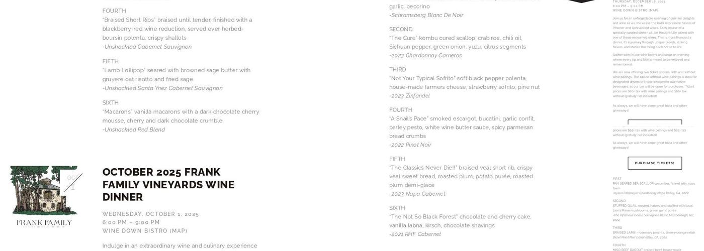 Wine Down Bistro Menu