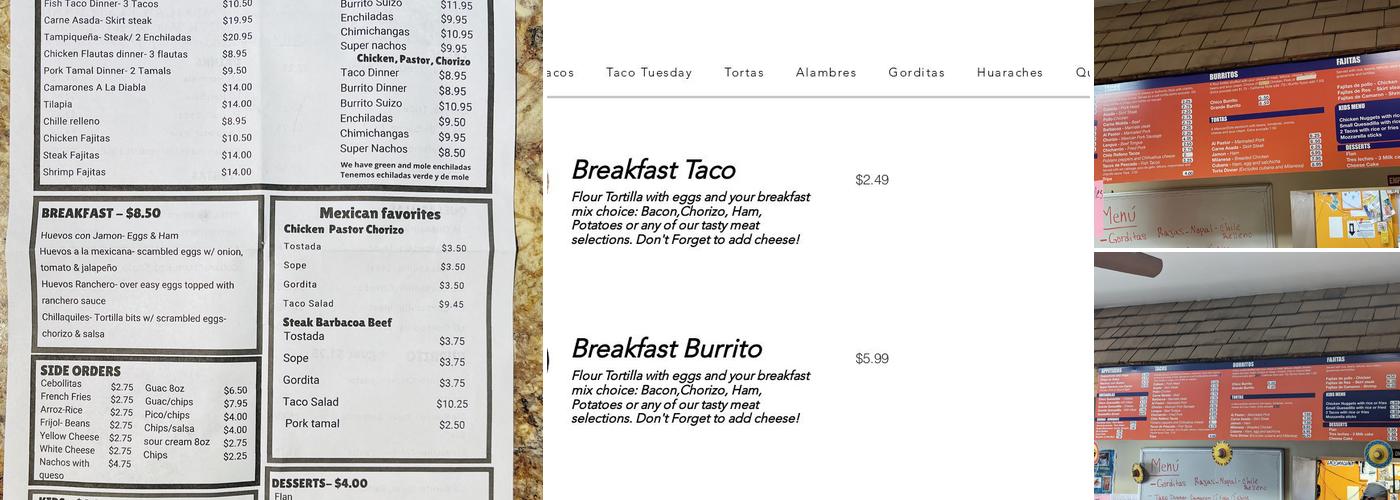 Main Street Tacos Menu