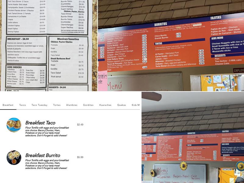 Main Street Tacos Menu