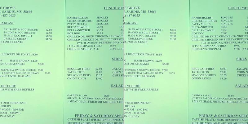 Grove Menu
