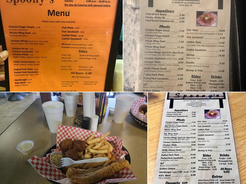 Spoonys Menu