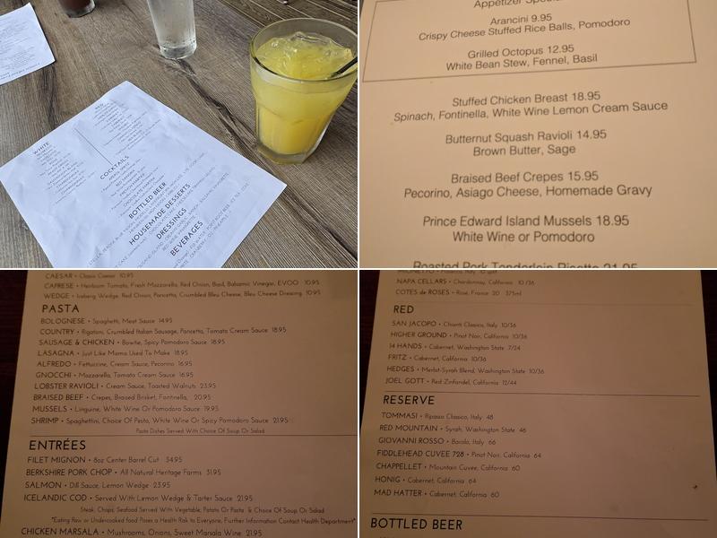 Bimbo's Italian Restaurant Menu