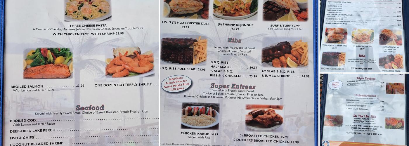 Dockers Restaurant, Fox Lake Menu
