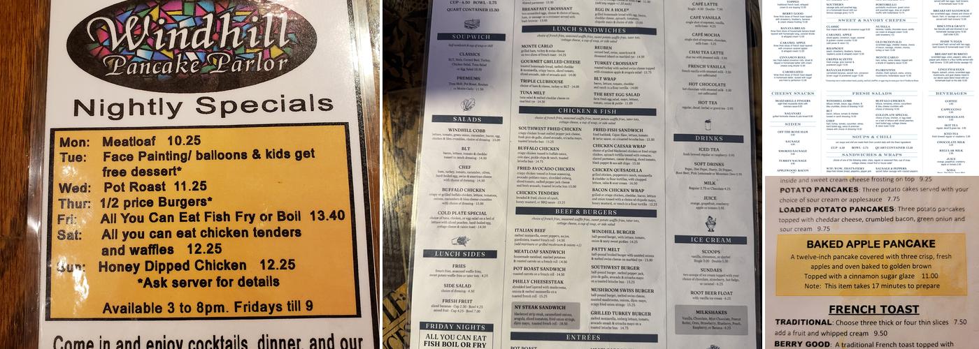 Windhill McHenry Menu