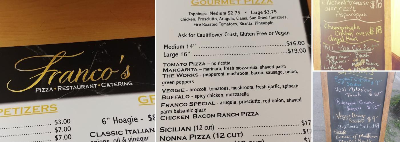 Franco's Menu