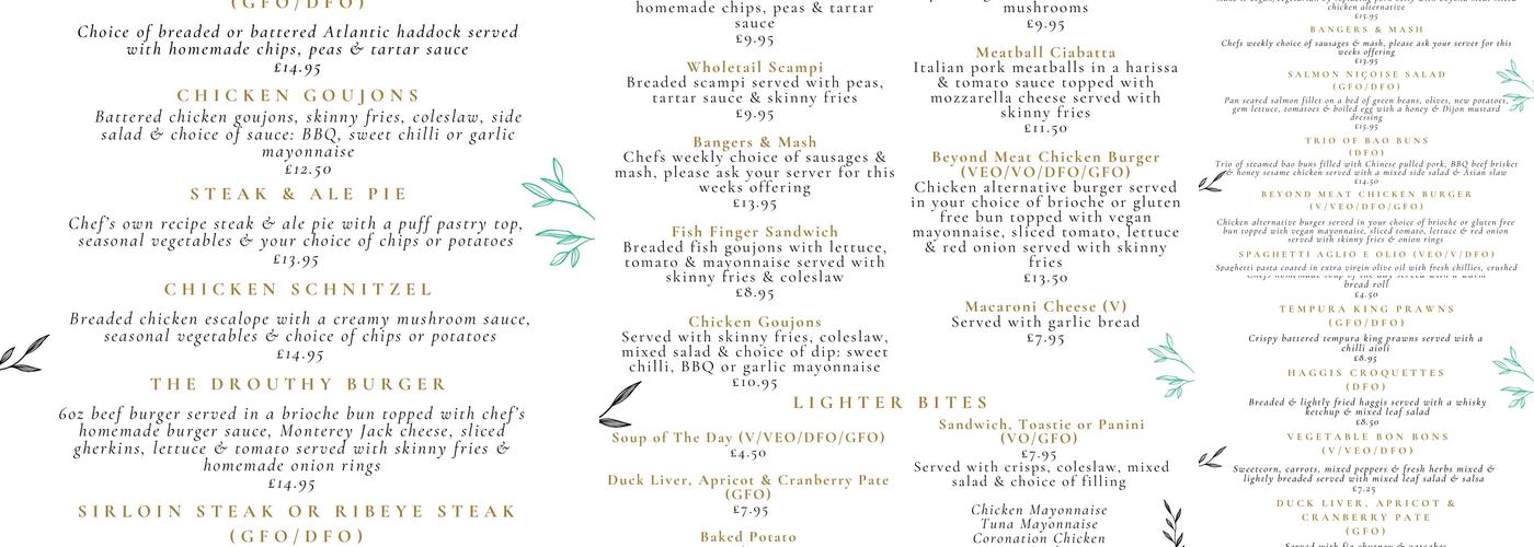 The Drouthy Laird Menu