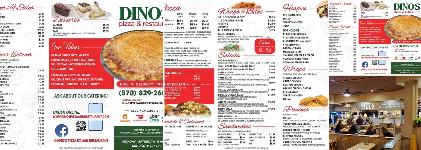 Dino's Pizza and Restaurant Menu