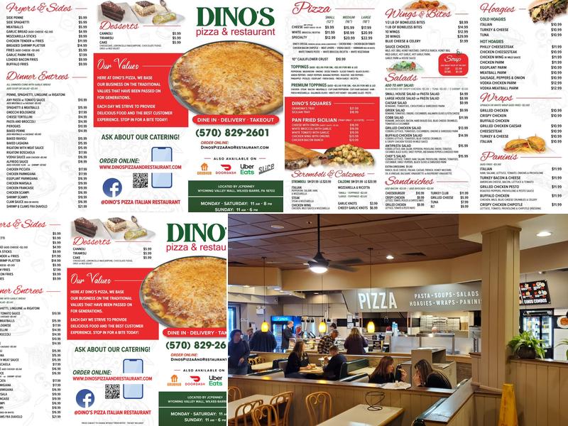 Dino's Pizza and Restaurant Menu