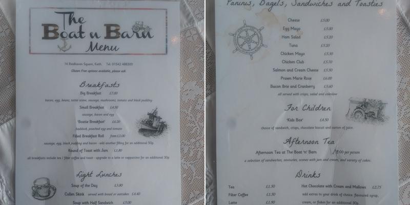 Boat 'N' Barn Menu