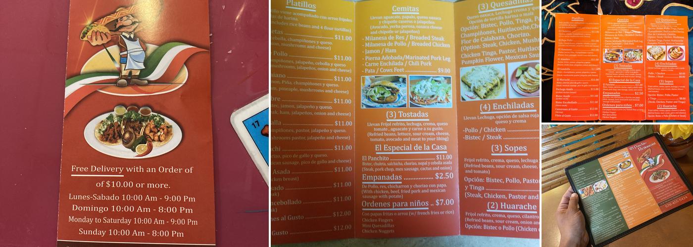 Restaurant El Panchito Menu