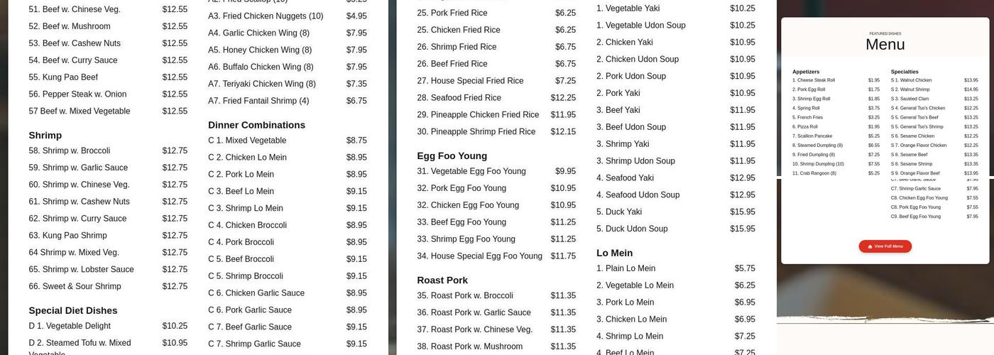 Great Wall Menu