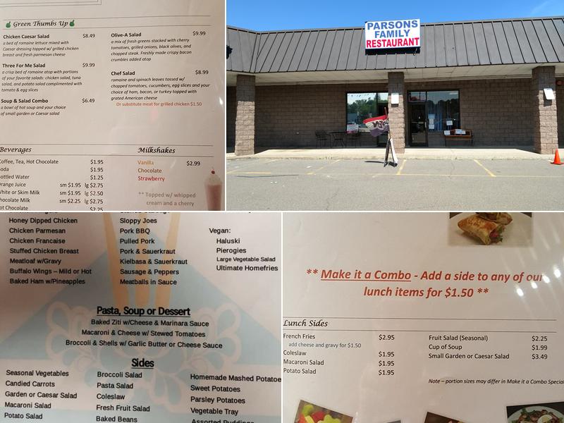 Parsons Friends and Family Restaurant Menu