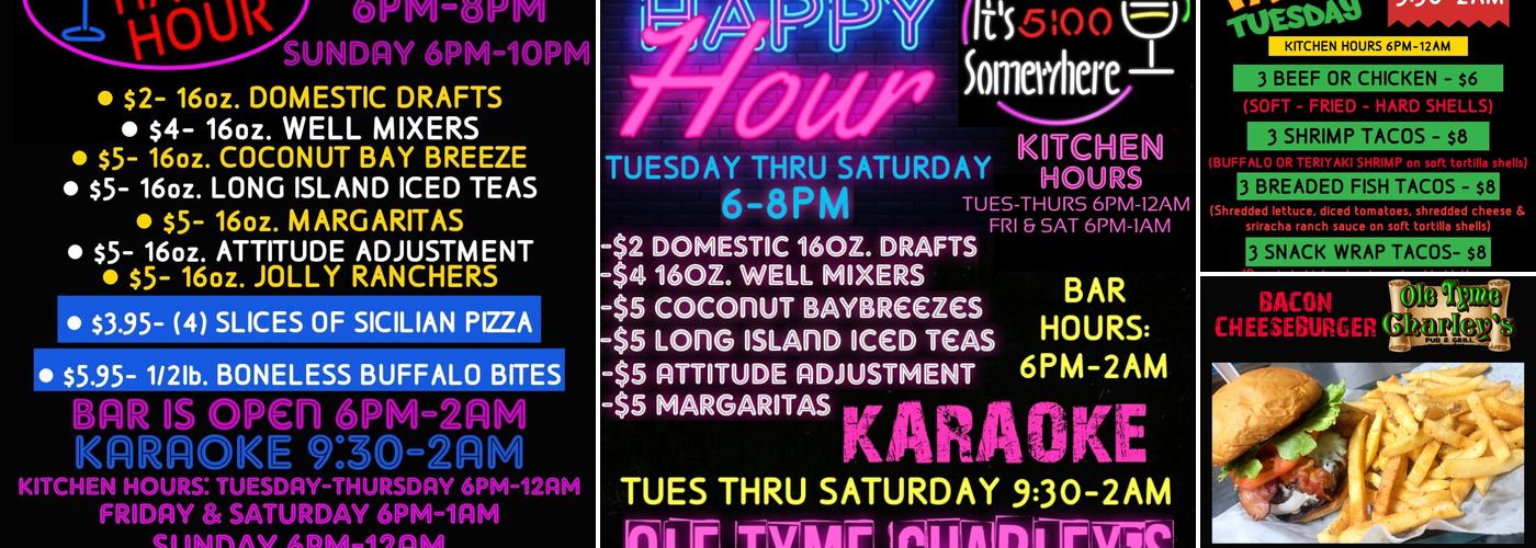 Ole Tyme Charley's Pub & Grill Menu