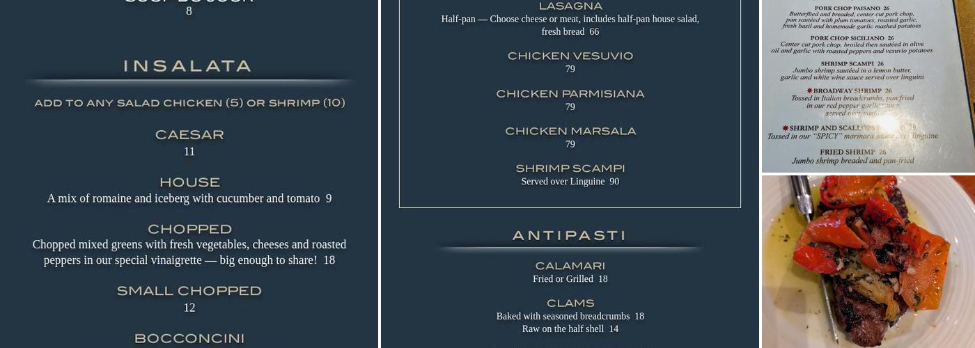 Paisano's On Broadway Italian Steakhouse Menu