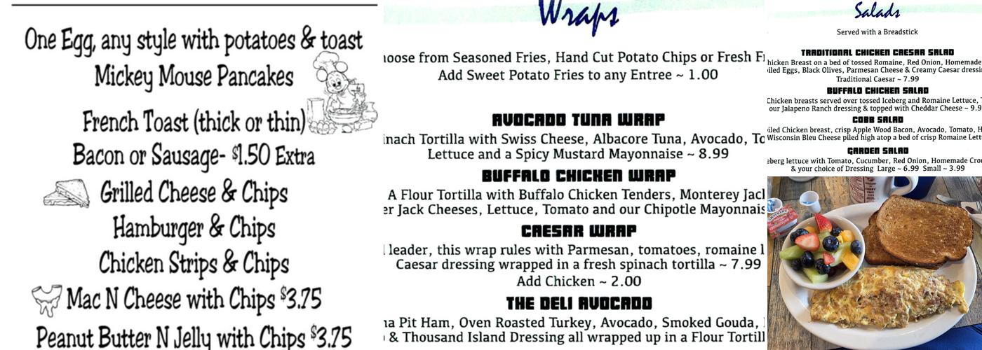 Cubby Cafe Menu