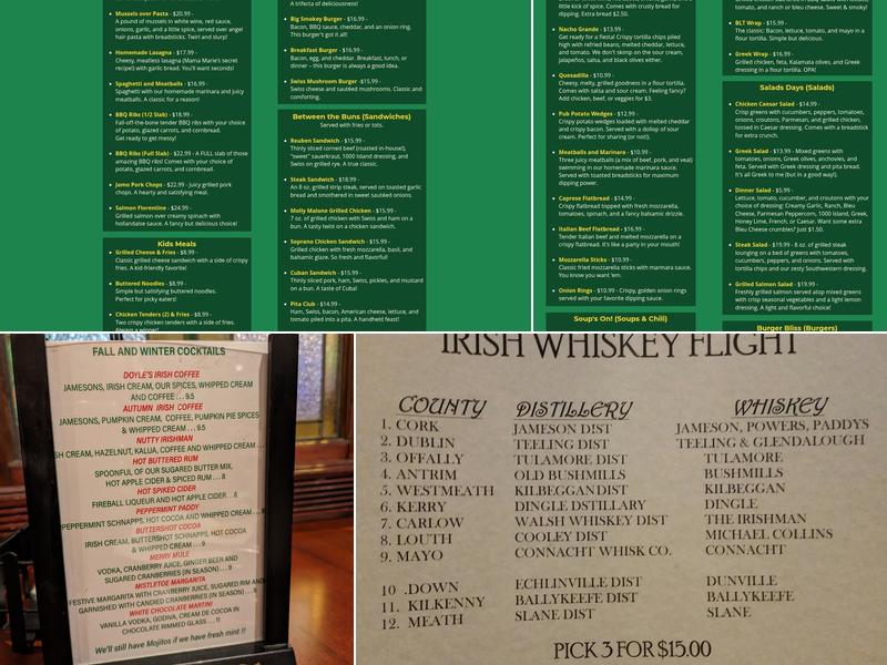 Doyle's Pub Menu