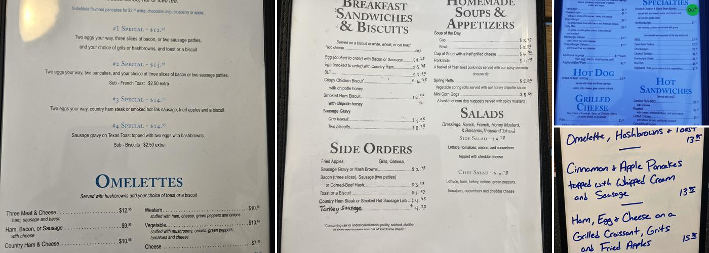 Walker's Diner Menu