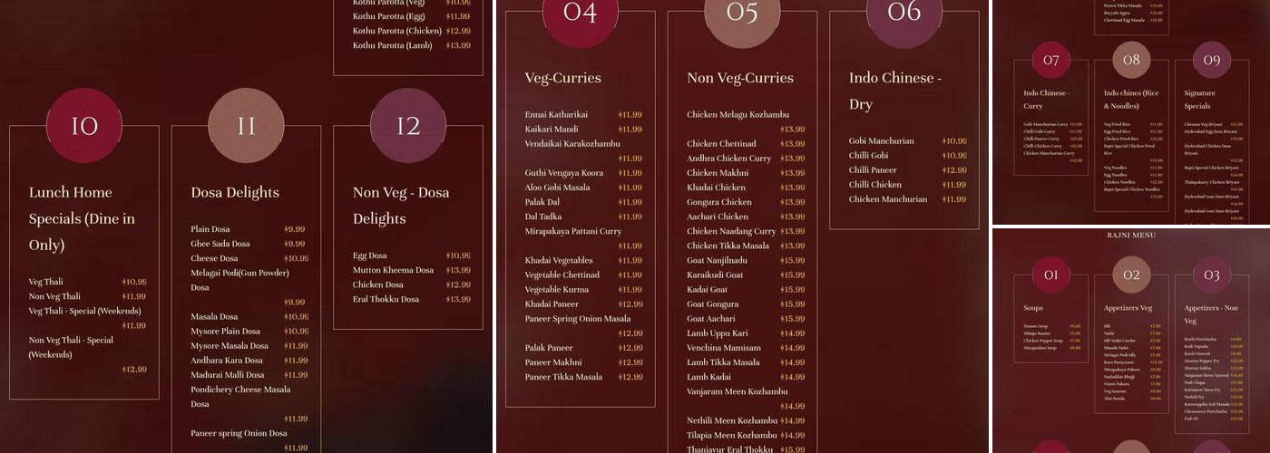 Rajni Indian cuisine Menu