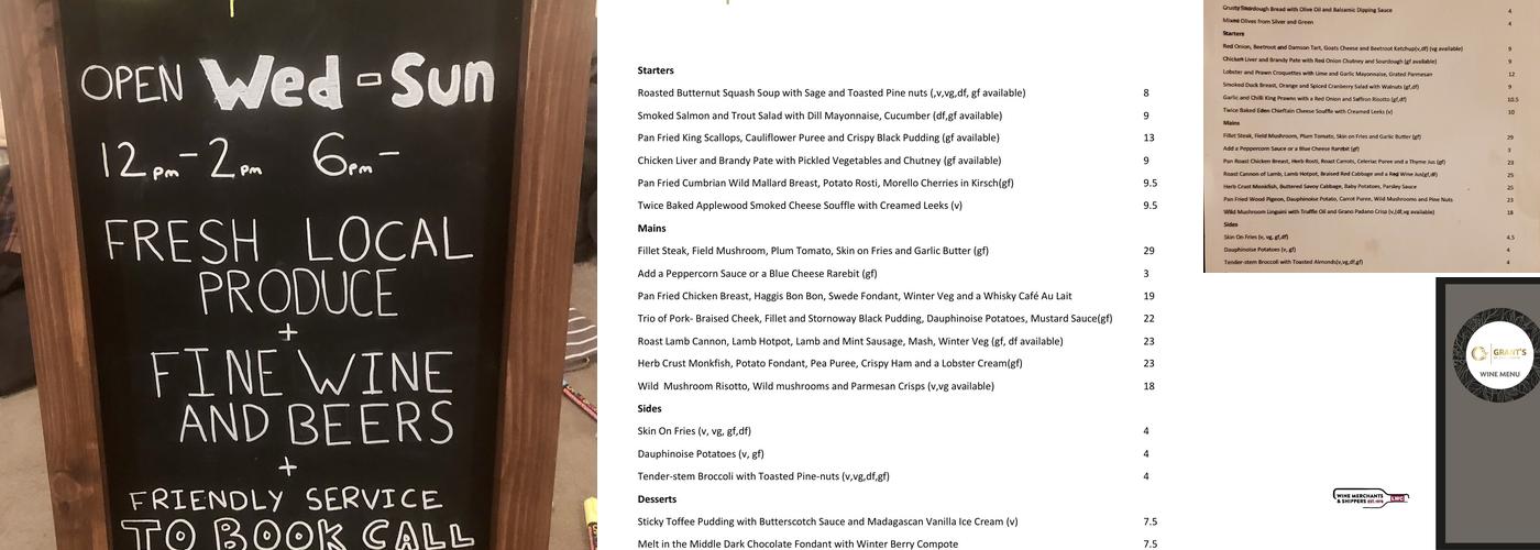 Grants Of Castlegate Menu