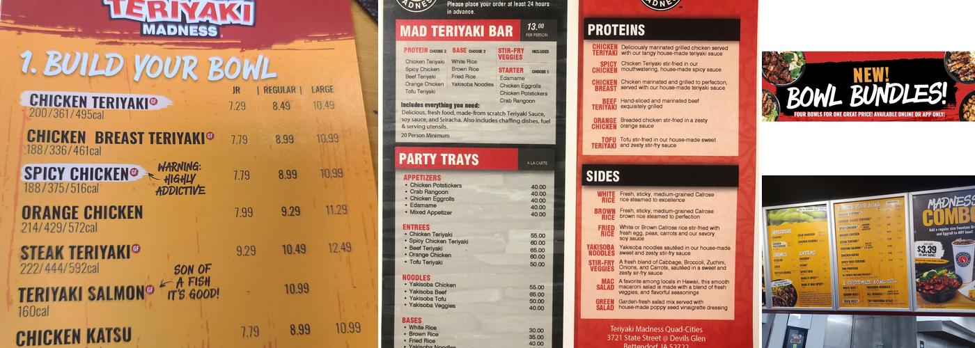 Teriyaki Madness Menu