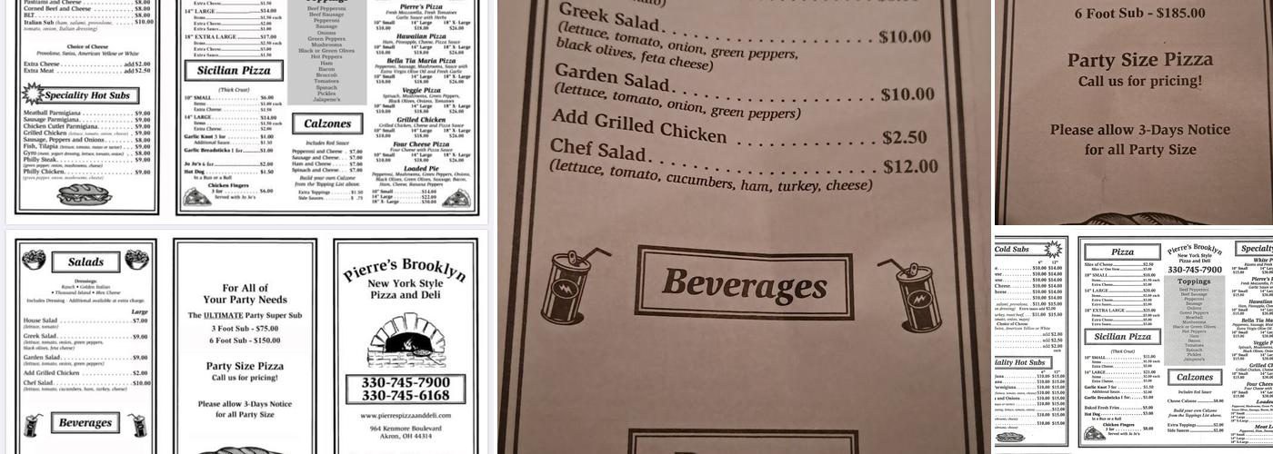 Pierre's Brooklyn Pizza & Deli Menu