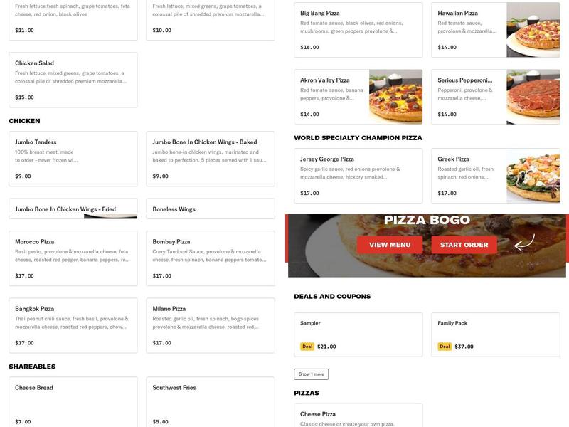 Pizza BOGO Menu