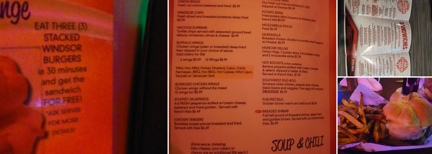 Windsor Pub Menu