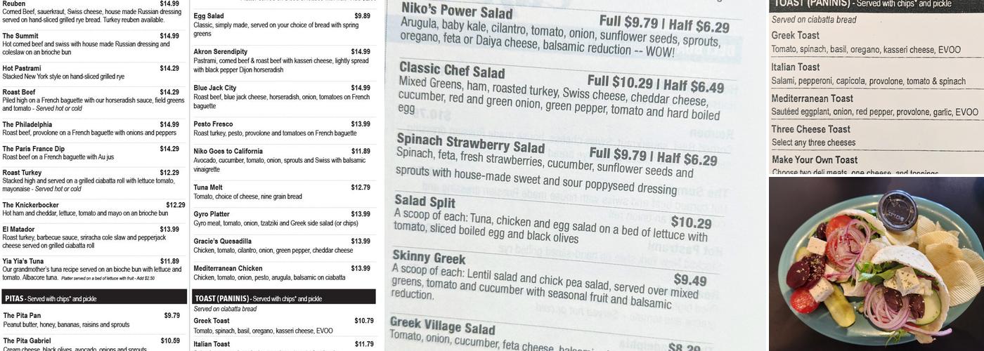 Niko's Sandwich Board Menu