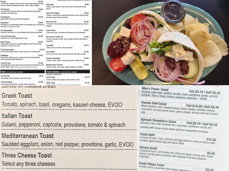 Niko's Sandwich Board Menu