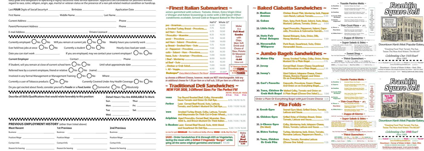 Franklin Square Deli Menu