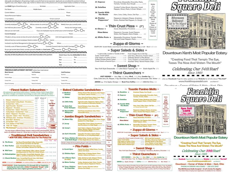 Franklin Square Deli Menu