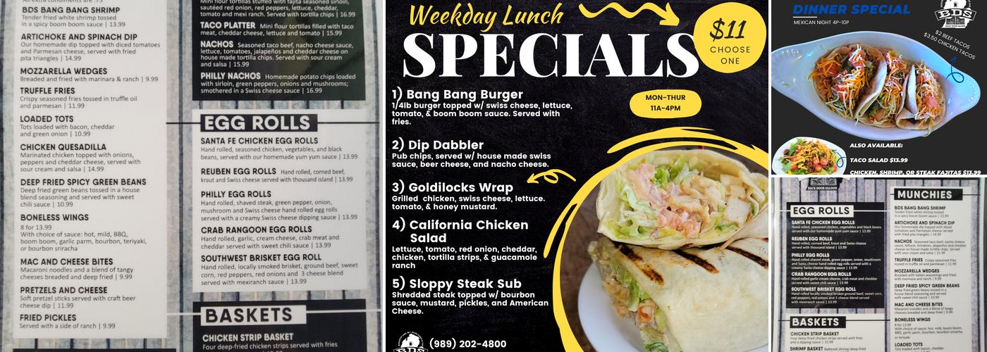 Back Door Saloon Menu