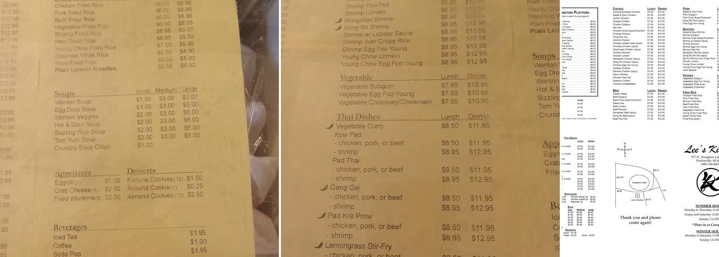 Lee's Kitchen Menu