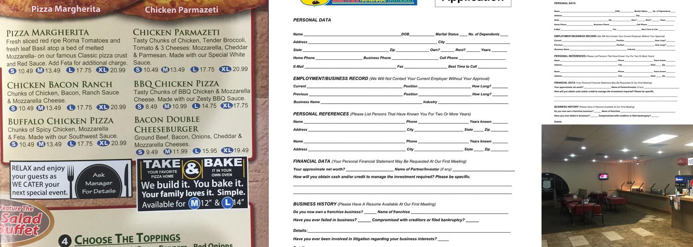 B.C. Pizza Cadillac Menu