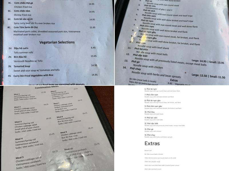 Superior Phở Menu