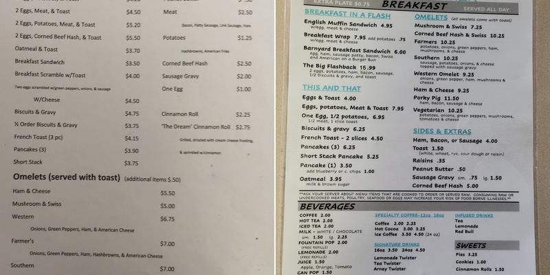 Flashback diner Menu