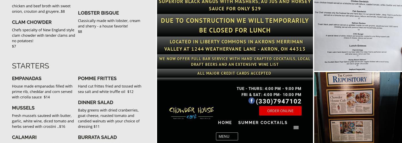 Chowder House Cafe Menu