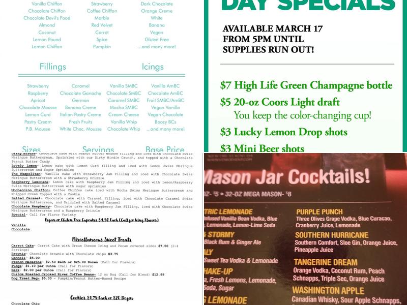 The Venice Cafe Menu